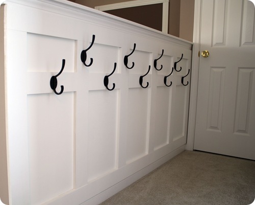 board and batten wall with hooks
